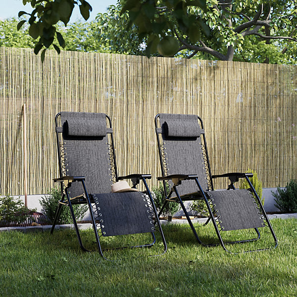 Bergama Grey Metal Gravity chair, Pack of 2