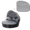 EVRE Black Bali Day Bed Outdoor Garden Furniture Set With Canopy & Cover - INC WEEKEND DELIVERY