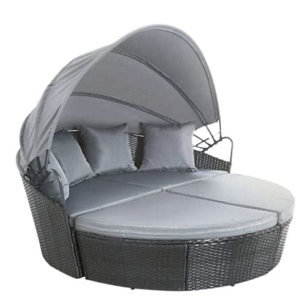 EVRE Black Bali Day Bed Outdoor Garden Furniture Set With Canopy & Cover - INC WEEKEND DELIVERY