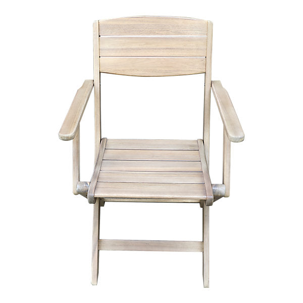 GoodHome Riveo Natural Wooden Foldable Armchair, Pack of 2