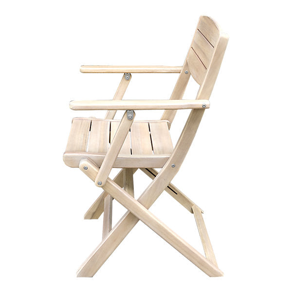 GoodHome Riveo Natural Wooden Foldable Armchair, Pack of 2