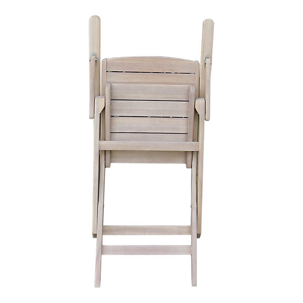 GoodHome Riveo Natural Wooden Foldable Armchair, Pack of 2