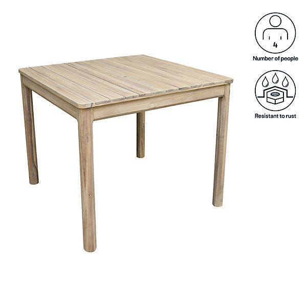 GoodHome Riveo Wooden 4 seater Square Table