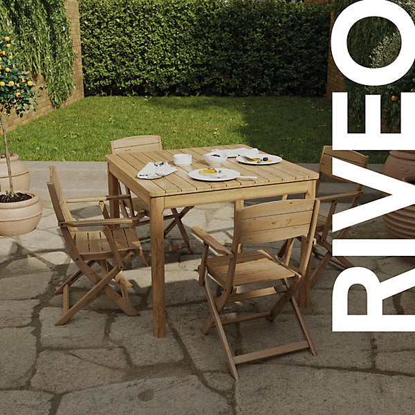 GoodHome Riveo Wooden 4 seater Square Table