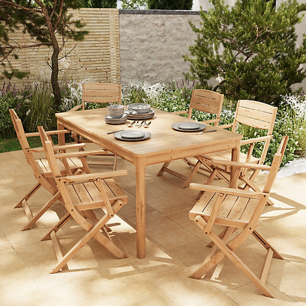 GoodHome Riveo Wooden 6 seater Rectangular Table